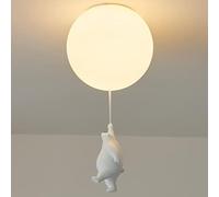 MRVAKDYDI Suspension Vintage, Plafonnier Suspendu en Forme d'ours Polaire avec 3 Boules de Verre Multicolores for Chambre d'enfant, Cuisine et Chambre à Coucher(A)