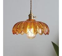 MRVAKDYDI Suspension Vintage, Suspension en Verre festonné, Fleur, cuivre, E27, Multicolore(Amber)