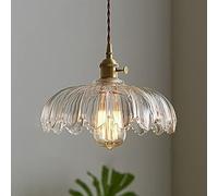 MRVAKDYDI Suspension Vintage, Suspension en Verre festonné, Fleur, cuivre, E27, Multicolore(Clear)