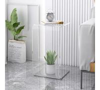 MRVAKDYDI Table d'appoint en Acrylique Transparent, Table Basse de Chambre au Design épuré - Pièce de décoration contemporaine(Clear,60CM/26IN)