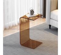 MRVAKDYDI Table d'appoint en Acrylique Transparent, Table Basse de Chambre au Design épuré - Pièce de décoration contemporaine(Brown,65CM/26IN)