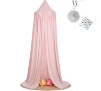 MRWiZMS Ciel de Lit | Baldaquin Enfant | Idéal pour Chambre de Bébé, Cadeau Naissance, Lit de Princesse | Effet Bohème et Naturel (Rose)