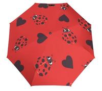 MRWQC Parapluie Automatique Coccinelle Et Coeur De Coccinelle Parapluie Automatique 3 Plis Avec Protection Solaire