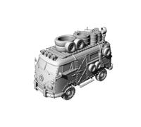 MRY-SFW 1/700 Zombie Survival Modified Bus Modèle en Résine Imprimé 3D, Jeu de Table Post-apocalyptique Miniature