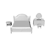 MRY-SFW 1/87 Ensemble de meubles de chambre vintage du milieu du siècle imprimé 3D, résine blanche non peinte, accessoires de diorama pour maison de poupée miniature