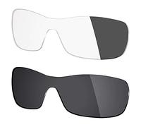 Mryok Lot de 2 Paires de lentilles de Rechange polarisées pour Lunettes de Soleil Oakley Offshot, Stealth Black & Eclipse Grey Photochromic, Taille Unique