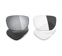 Mryok Lot de 2 Paires de Verres polarisés de Rechange pour Lunettes de Soleil Oakley Style Switch, Silver Titanium & Eclipse Grey Photochromic, Taille Unique