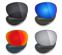 Mryok Lot de 4 paires de verres polarisés de rechange pour lunettes de soleil Maui Jim Pearl City MJ214-63 mm - Noir furtif/rouge feu/bleu glacier/titane argenté