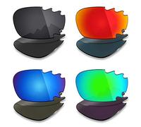 Mryok Lot de 4 paires de verres polarisés de rechange pour lunettes de soleil Oakley Jawbone ventilées - Noir/rouge/bleu/vert émeraude