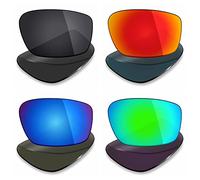 Mryok Lot de 4 paires de verres polarisés de rechange pour lunettes de soleil Oakley Straightlink - Noir/rouge/bleu/vert émeraude