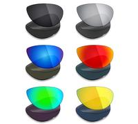 Mryok Lot de 6 paires de verres polarisés de rechange pour lunettes de soleil Maui Jim Baby Beach MJ245-56 mm - Noir furtif/rouge feu/bleu glacier/titane argenté/vert émeraude/or 24 carats