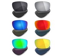 Mryok Lot de 6 paires de verres polarisés de rechange pour lunettes de soleil Oakley Gauge 8 - Noir furtif/rouge feu/bleu glacier/titane argenté/vert émeraude/or 24 carats