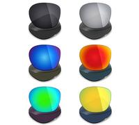 Mryok Lot de 6 paires de verres polarisés de rechange pour lunettes de soleil Oakley Pitchman R - Noir furtif/rouge feu/bleu glacier/titane argenté/vert émeraude/or 24 carats