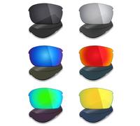 Mryok Lot de 6 paires de verres polarisés de rechange pour lunettes de soleil Oakley RPM Squared/RPM Edge - Noir furtif/rouge feu/bleu glacier/titane argenté/vert émeraude/or 24 carats