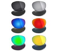 Mryok Oakley Belong Lot de 6 paires de verres polarisés de rechange pour lunettes de soleil Oakley Belong Noir furtif/Rouge feu/Bleu glacier/Titane argenté/Vert émeraude/Or 24 carats