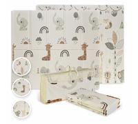 MS BabyWorld - FANCY - Tapis de Jeu pour Bébé 180x200 cm | Double Face, Très Rembourré (1,5 cm d’Épaisseur) | Pliable avec Sac de Transport (Éléphant/Arc-en-ciel)