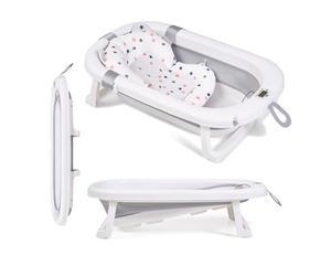 MS BabyWorld - Flex - Baignoire pliable pour bébé avec pieds | Baignoire facile à ranger | Bouchon de vidange | Portable pour la maison ou les voyages (Gris avec la température)