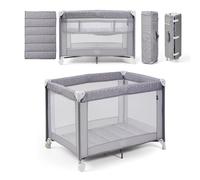 ms BabyWorld Kunni - Lit de Voyage pour Enfants à 2 Hauteurs | 100x70 cm | De la Naissance à 15 kg | Matelas et Sac de Transport Inclus | Pliage et Montage Faciles | Léger et Roues (Bleu)