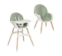 MS BabyWorld Mika - Chaise Haute Convertible 2 en 1 pour Bébé | Évolutive | Sécurisée et Fonctionnelle | Couleur vert Unisexe