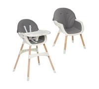 MS BabyWorld Mika - Chaise Haute Convertible 2 en 1 pour Bébé | Évolutive | Sécurisée et Fonctionnelle | Couleur Gris Unisexe