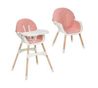 MS BabyWorld Mika - Chaise Haute Convertible 2 en 1 pour Bébé | Évolutive | Sécurisée et Fonctionnelle | Couleur rose Unisexe