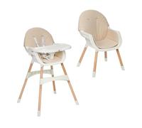 MS BabyWorld - MIKA - Chaise Haute pour Bébé 3 en 1 | Convertible en Rehausseur et Chaise | Siège Rembourré | Pliable et Évolutive