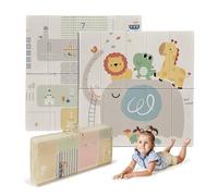 MS BabyWorld - Trendy - Tapis de Jeu pour Bébé | 3 tailles au choix | Double Face | Très rembourré (1 cm d'épaisseur) | Pliable avec Sac de Transport inclus (Lion/Arc-en-ciel, 120 * 120)