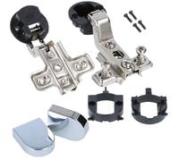 MS Beschläge Charnière de porte en verre 1 paire de charnières de porte en verre Ø 26 mm Chromé brillant Couvercle de charnière de vitrine Charnière de placard Charnière de meuble (Ovale, Butée