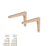MS Beschläge Console en bois individuelle ou par paire de support d'étagère en hêtre, support de tablette en bois pour montage mural, angle de bois avec kit de fixation, support de tablette murale