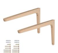 MS Beschläge Console en bois individuelle ou par paire de support d'étagère en hêtre, support de tablette en bois pour montage mural, angle de bois avec ensemble de fixation (300 mm x 200 mm, 2 pièces