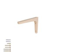 MS Beschläge Console en bois simple ou paire de supports d'étagère en hêtre pour montage mural - Équerre en bois avec kit de fixation - Support d'étagère murale (200 mm x 125 mm, 1 pièce)