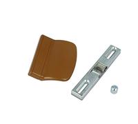 MS Beschläge Kit de poignée de porte de balcon - Loqueteau universel avec contre-pièce - Poignée de porte de terrasse - Couleur chêne - RAL8003