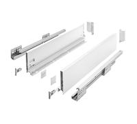 MS Beschläge Système de tiroirs Push to Open blanc, extension complète, guidage sous sol, système de tiroirs jusqu'à 40 kg, ensemble de tiroirs moderne, glissières de tiroir pour façades sans poignée