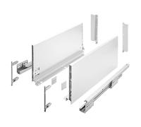 MS Beschläge Système de tiroirs Push to Open blanc, extension complète, guidage sous sol, système de tiroirs jusqu'à 40 kg, ensemble de tiroirs moderne, coulissants de tiroirs pour façades sans