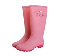 Ms. Chaussures de pluie coréennes à boucle à la mode à l'extérieur des bottes d'eau antidérapantes pour adultes en caoutchouc et silicone, Rouge, 39.5 EU