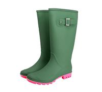 Ms. Chaussures de pluie coréennes à boucle à la mode à l'extérieur des bottes d'eau antidérapantes pour adultes en caoutchouc et silicone, Vert, 38 EU