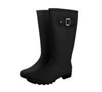 Ms. Chaussures de pluie coréennes à boucle à la mode à l'extérieur des bottes d'eau antidérapantes pour adultes en caoutchouc et silicone, Noir , 37.5 EU
