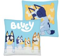 ms móvil shop Bluey Coussin décoratif 40x40 cm | 100% Polyester - Imprimé Familial de Bandit, Chilli, Bingo et derrière Bluey endormi | Ludo BBC Studios