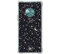 ms móvil shop Movilshop Coque Anti Choc pour Honor Magic 6 Lite 5G Dessin Tendances [Fond Étoilé avec Planètes] Coins Renforcés Silicone Épaisseur 1,5 mm Flexible Transparent Bumper TPU Gel