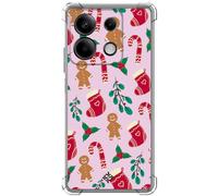 ms móvil shop Movilshop Coque Anti Choc pour Xiaomi Redmi Note 13 5G Fond de Noël [ Christmas Cookie Cane Candy ] Coins renforcés Silicone 1,5 mm d'épaisseur Flexible Transparent Bumper TPU Gel
