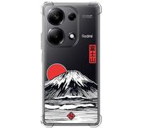 ms móvil shop Movilshop Coque Anti Choc pour Xiaomi Redmi Note 13 Pro 4G Dessin Japonais [Mont Fuji] Coins Renforcés Silicone Épaisseur 1,5 mm Flexible Transparent Bumper TPU Gel