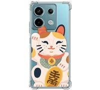 ms móvil shop Movilshop Coque Anti Choc pour Xiaomi Redmi Note 13 Pro 5G Animaux [Maneki-Neko Tricolore] Coins Renforcés Silicone Épaisseur 1,5 mm Flexible Transparent Bumper TPU Gel