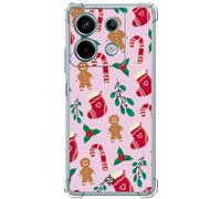ms móvil shop Movilshop Coque Anti Choc pour Xiaomi Redmi Note 13 Pro 5G Fond de Noël [ Christmas Cookie Cane Candy ] Coins renforcés Silicone 1,5 mm d'épaisseur Flexible Transparent Bumper TPU Gel