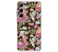 ms móvil shop Movilshop Coque pour Samsung Galaxy A55 5G Dessin Japonais [Fleurs Blanches et Grues] Souple Silicone Transparent Case Cover Gel pour Smartphone