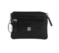 ms móvil shop Porte-monnaie en cuir de vachette Barcelone FC Bassora noir - Produit officiel avec 3 compartiments et porte-clés métallique - Design compact avec écusson argenté - Cadeau idéal pour les