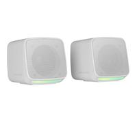 MS-Pro Enceintes PC 10W RGB Flow Boîtier Contrôle Jack 3 5mm Haut-Parleurs Gaming Pour PC Mac Smartphone Et Tablette Blanc