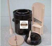 MS-Steinzeug Fermentation Pot Set en Céramique Brute, Brown, 10 litres + Mandoline, Pilon