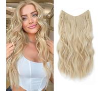 Ms Taj Extensions de cheveux blonds avec clips amovibles de taille réglable - 50,8 cm - Invisible - Une pièce - Cheveux bouclés pour femme
