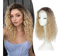 Ms Taj Extensions de cheveux bouclés pour femme - 40 cm - Blond miel pâle | Obtenez rapidement de nouveaux styles ; couvrez le haut de la tête ou la racine des cheveux fines. Convient aux débutants
