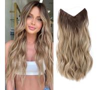 Ms Taj Extensions invisibles Secret Wire 16 pouces Avec taille réglable Blond ombré Extensions de cheveux longs synthétiques avec clips - Un morceau de cheveux bouclés pour femme